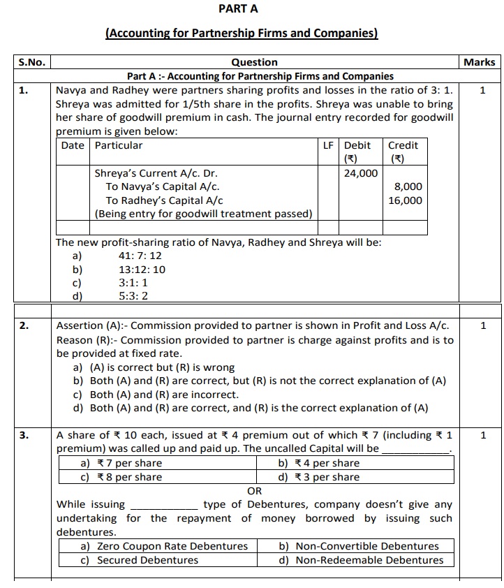 Class 11th Accountancy Sample Paper 2022 23 Image To U
