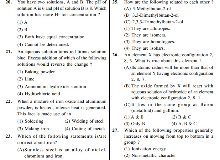 NTSE Sample Questions : Stage-II Scholastic Aptitude Test (SAT