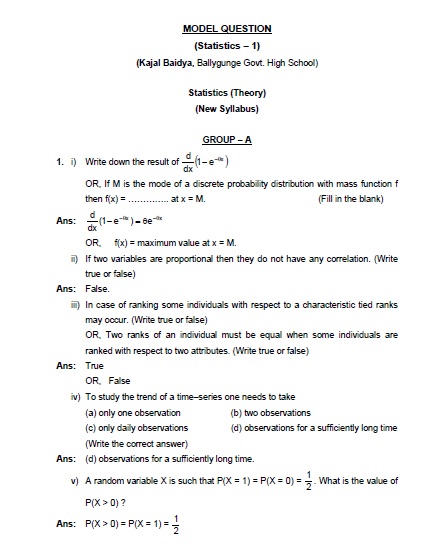 ntse exam class which Model Board Bengal Answers Questions : West Class & 12